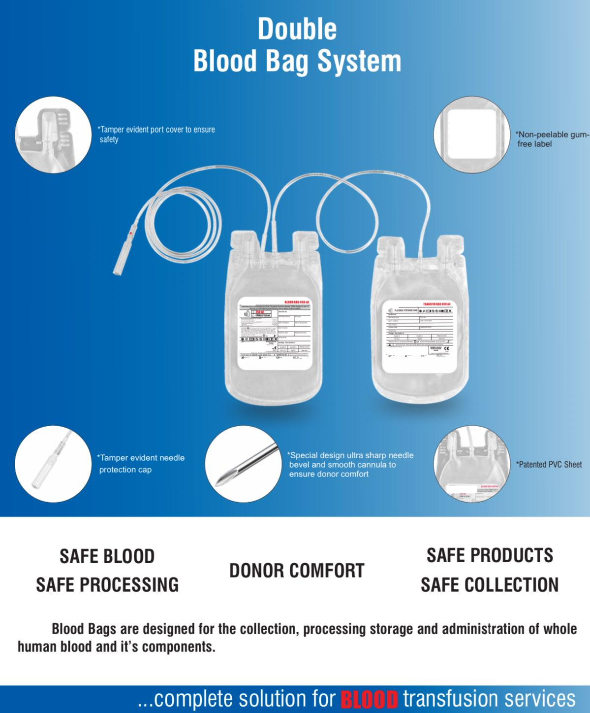 Double Blood Bags System / Double SAGM Blood Bags